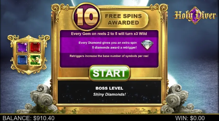 Level 3 Is The Highest Level You Can Complete For Maximum Volatility On Holy Diver Slot