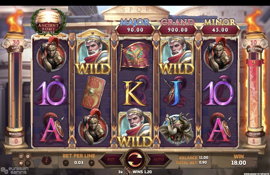 Ancient Rome Deluxe slot free spins feature