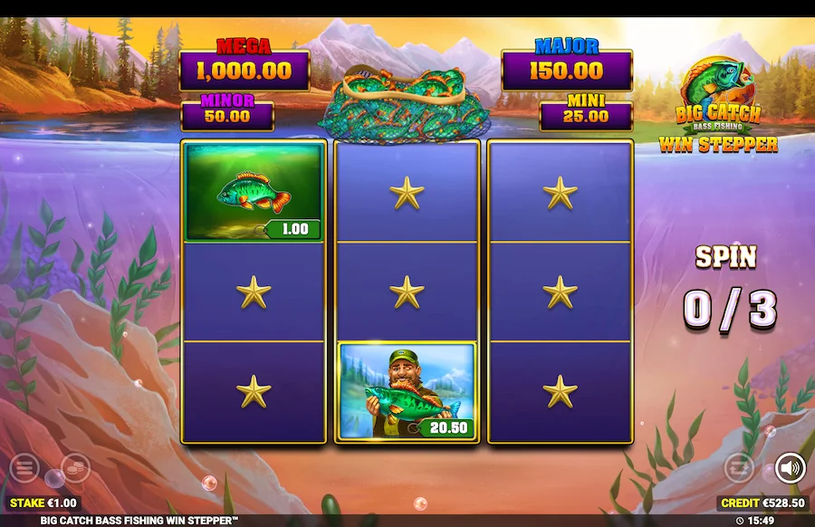Big Catch Bass Fishing Win Stepper Slot Blueprint Gaming