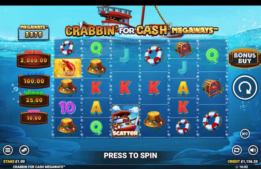 Crabbin For Cash Megaways Slot Base Game