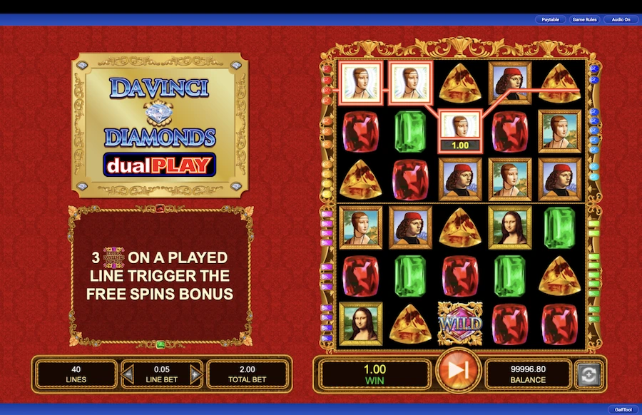 Da Vinci Diamonds Dual Play Slot IGT