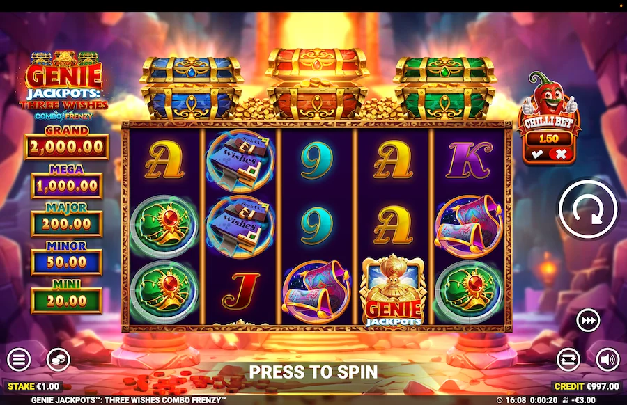 Genie Jackpots Three Wishes Gameplay
