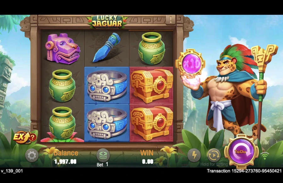 Win up to 4,500x your bet in the Lucky Jaguar slot from TaDa Gaming. Try our free play demo slot with unlimited credits. 