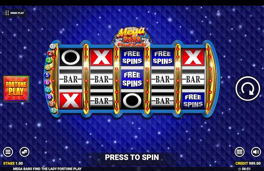 Mega Bars Find The Lady Fortune Play Slot Base Game