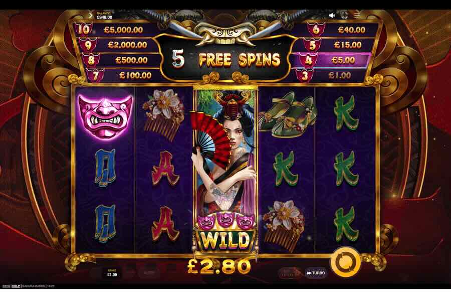 Sakura Masks Slot Free Spins Feature